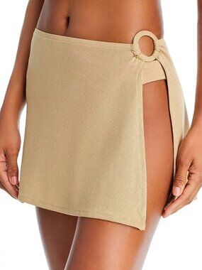 68$ Aqua Swim Wrap Short Skirt Cover Up Swimsuit Exclusive Size S Gold